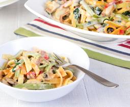 Bacon, Mushroom and Spinach Fettuccine